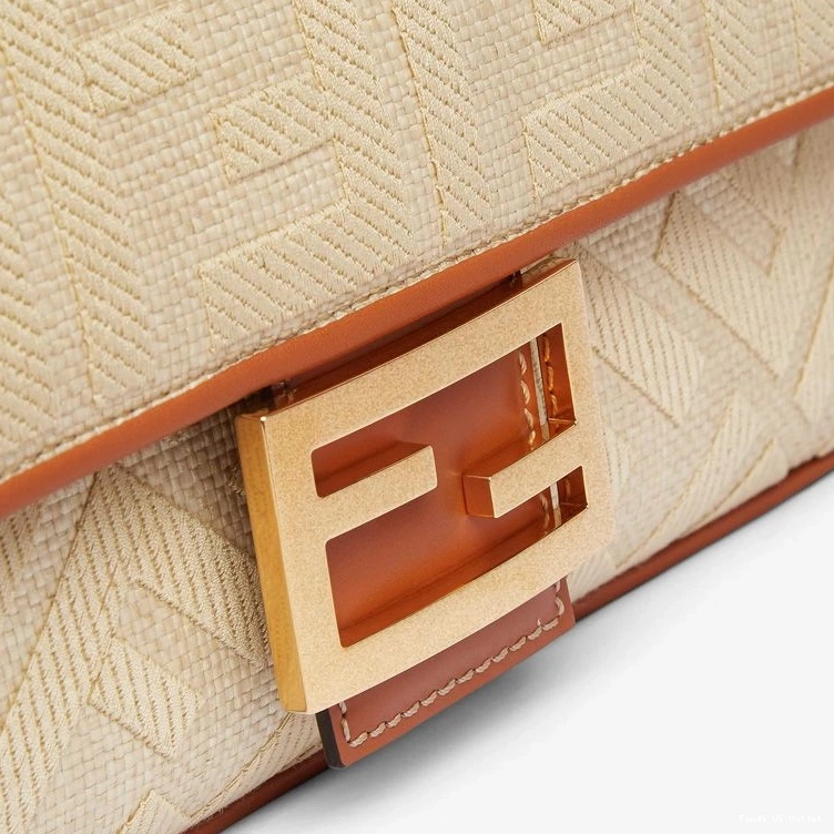 Cheap HOT Motif In Bag Beige FF Medium Fendi Baguette Straw 0814